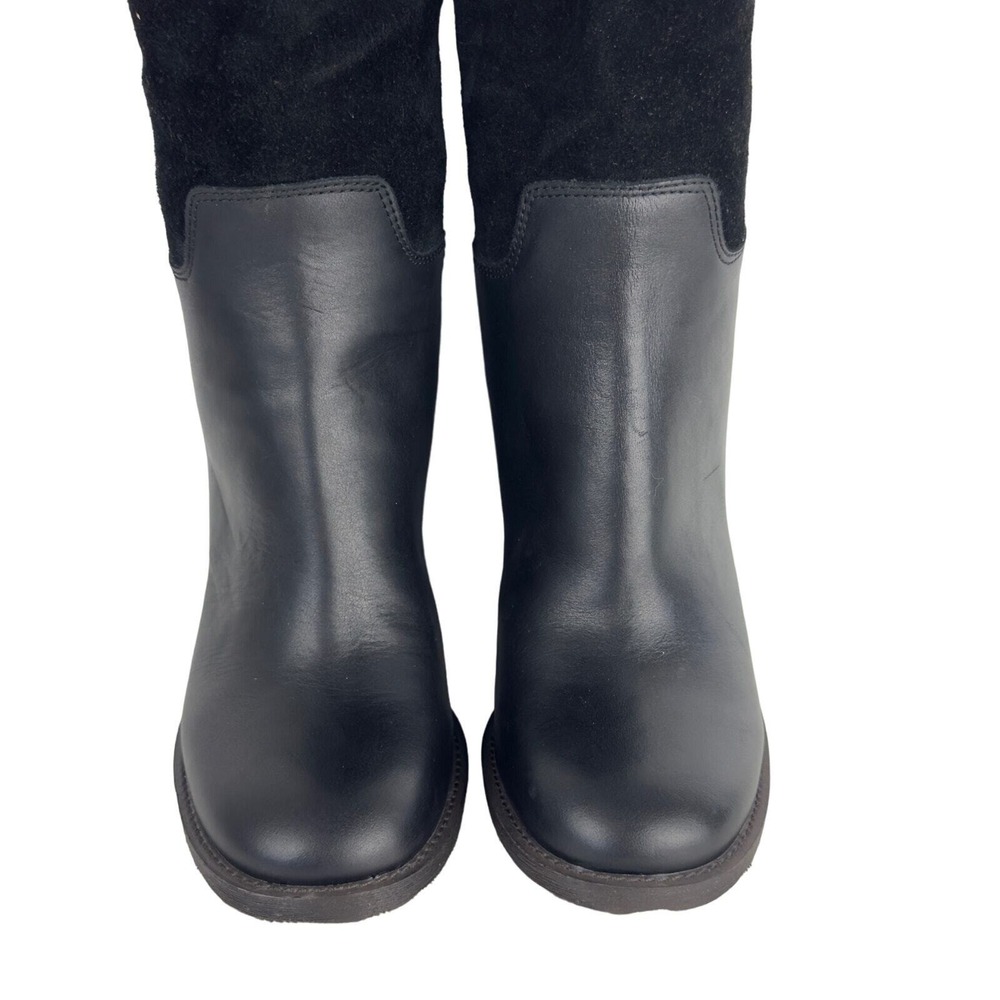 Franco Sarto‎ Nostalgia Tall Boots Black Leather Suede Block Heel Riding 5M - Picture 12 of 16